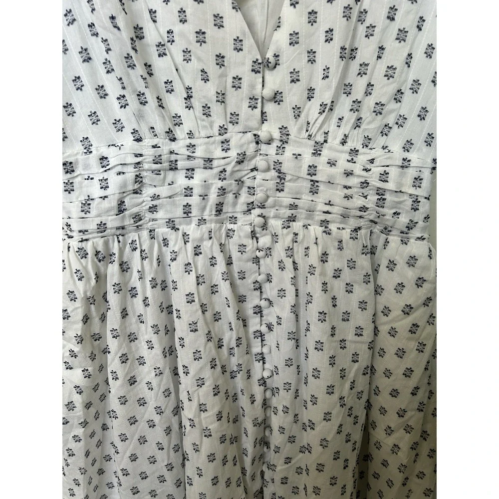 NWT Anthropologie Katerina Button Front Dress White Textured Midi Cottagecore XL - Picture 5 of 9
